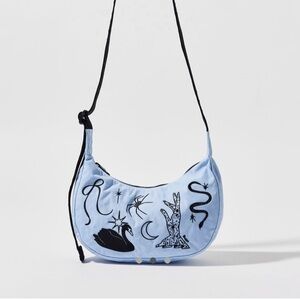 BAGGU Embroidered Ballet Icons Small Nylon Crescent Bag